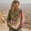 Comstylish Vintage Retro Floral Embroidered Cozy Hooded Sweater