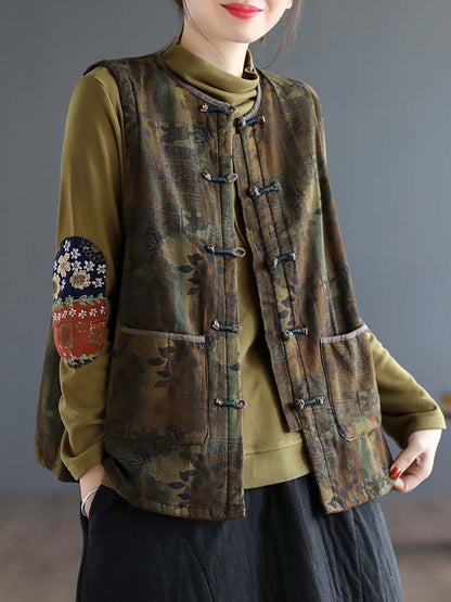 Artsy Ethni Print Frog Waistcoat