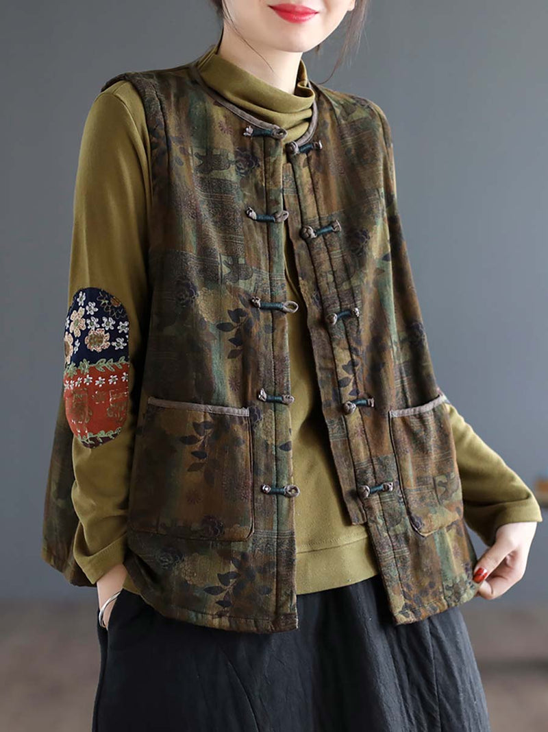 Artsy Ethni Print Frog Waistcoat