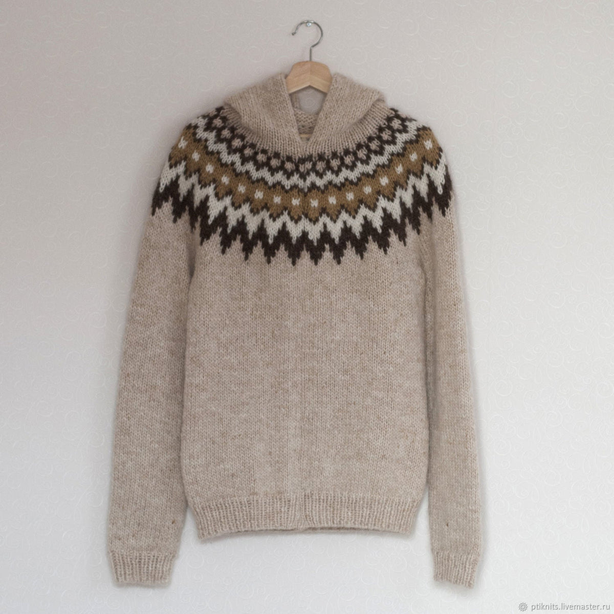 Vintage Patterned Knitted Icelandic Hooded Sweater（Unisex） elevenforest