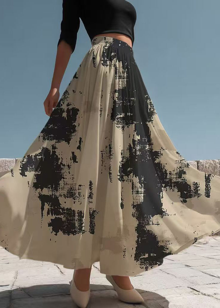 Apricot Tie Dye Exra Large Hem Chiffon Skirt Summer