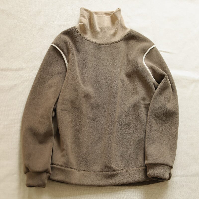 Winter Patchwork Loose Warm Fleece Sweater