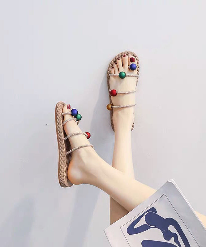 Beige Peep Toe Splicing Beach Thong Sandals