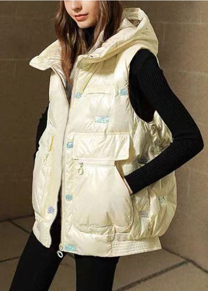 Black Loose Warm Sequins Winter Sleeveless Puffer Vest