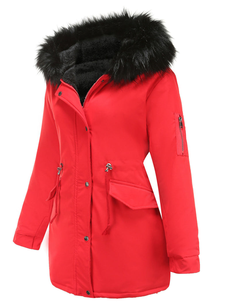 Parka Coat Street Daily Plush Winter Coat Color Oversized Fur Warm Coat