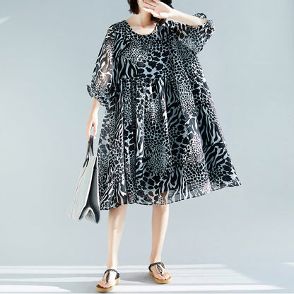 Classy Prints Chiffon Long Shirts Design O Neck Dresses Cotton Summer Dresses