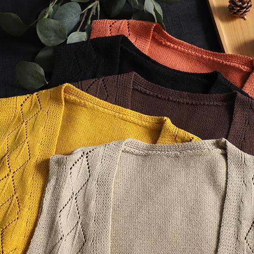 Beige V Neck Sleeveless Knit Sweat Tops