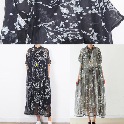 Black Silk Dresses Sleeve Short Sleeve Maxi Summer Dresses