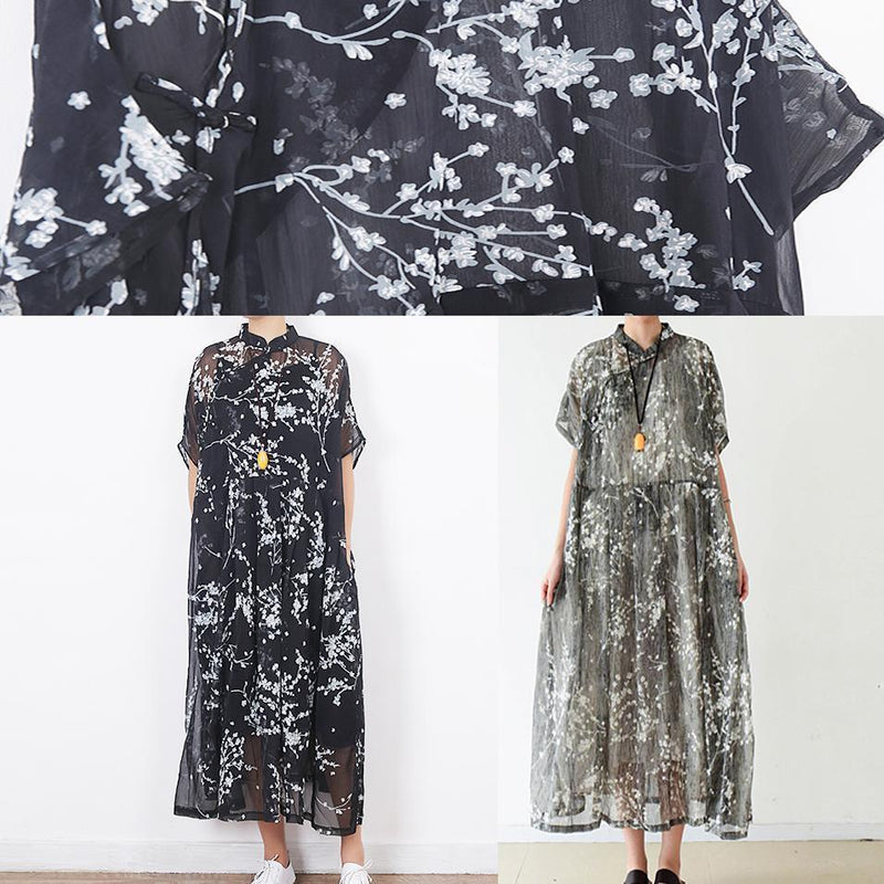 Black Silk Dresses Sleeve Short Sleeve Maxi Summer Dresses