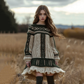 Women's Irish Celtic Knot Crew Neck Sweater Dress elevenforest