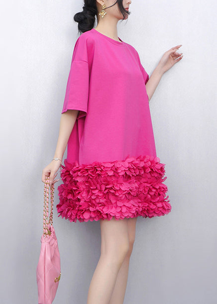 Rose Petal Patchwork Cotton Mini Dress Summer
