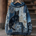 Lovely Cat Boho Floral Lace Patchwork Hoodie elevenforest