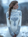 Comstylish Classy Ice Inspired Viking Celtic Cozy Turtleneck Sweater Dress