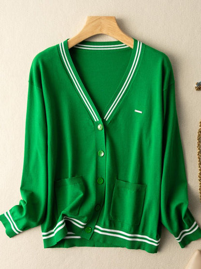 Knitwear Thin Section Literary Retro Wild Loose Striped Jacket in One-size