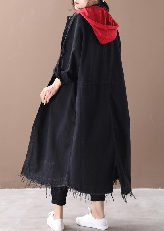 Art Denim Black Clothes Shirts Hooded Button Down Coats