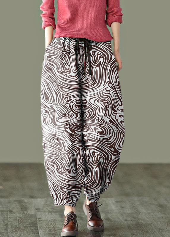 Sunset Print Fall Linen Harem Pants-limited Stock