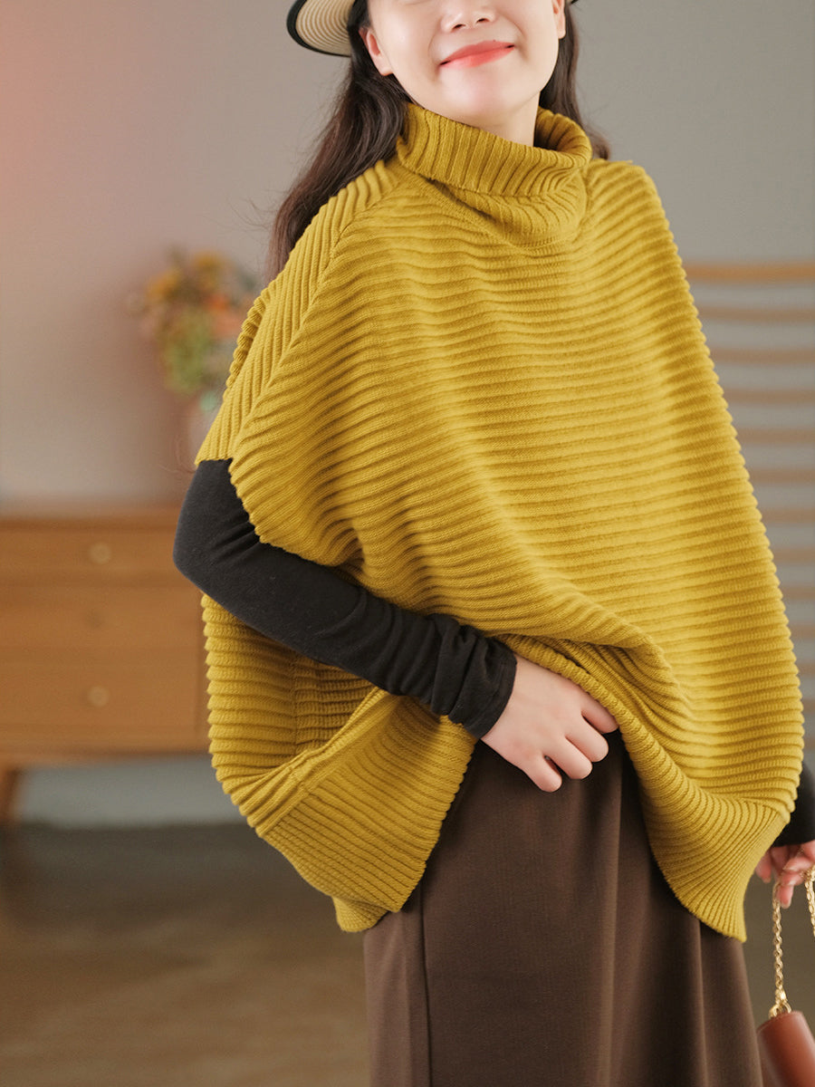 Turtleneck Half Sleeve Loose Pullover Sweater