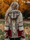 Women's Classic Celtic Knot Jacquard Contrast Hooded Sweater artswardrobe