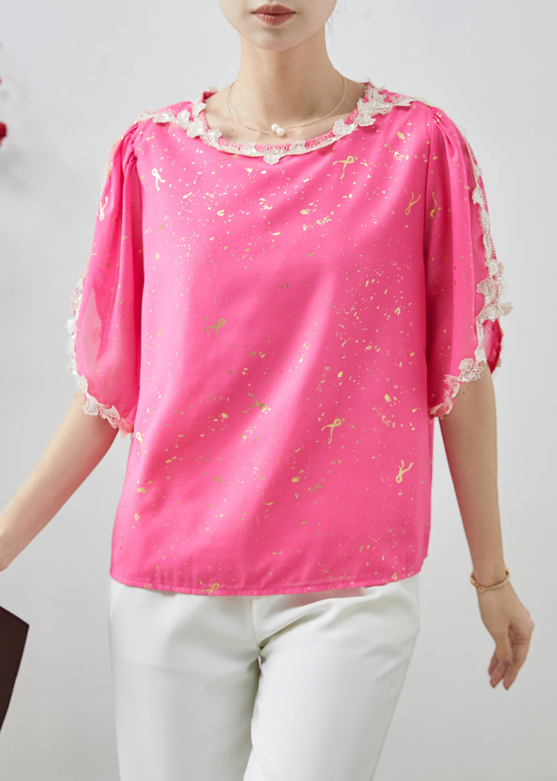 Pink Sequins Patchwork Chiffon Tank Tops Summer