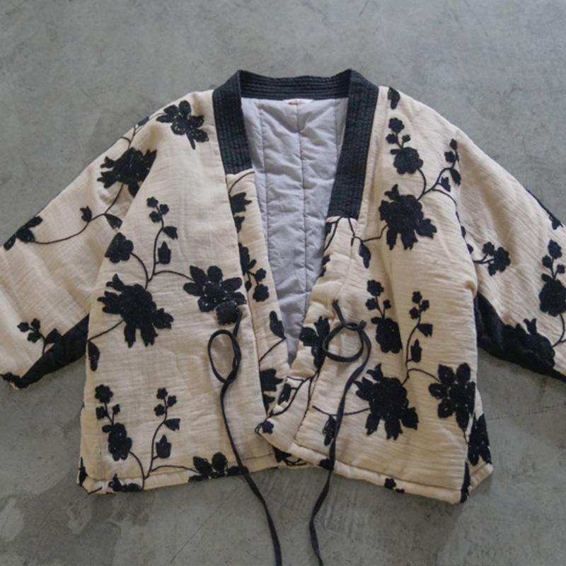 Winter Warm Cotton Padded Retro Embroidery Coat