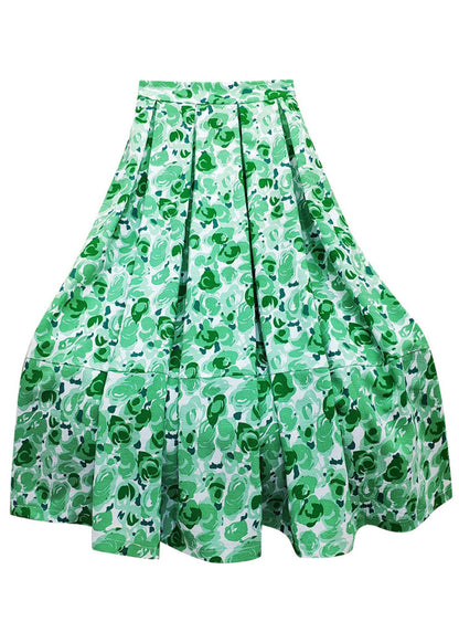 Red Wrinkled Patchwork Print Cotton Skirt Summer