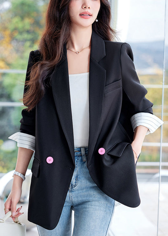 Black Oversized Patchwork Fake Two Piece Jacket Spring