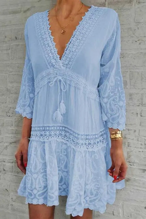 Print Long Sleeve Mini Dress