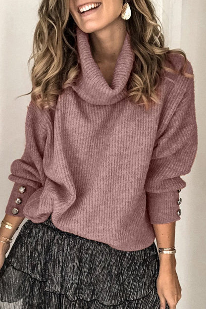 Turtleneck Button Long Sleeve Sweater
