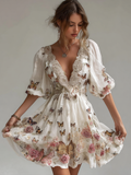 Bohemian Style Plant Flower And Butterfly Pattern Embroidery Women's Cotton And Linen Dress elevenforest