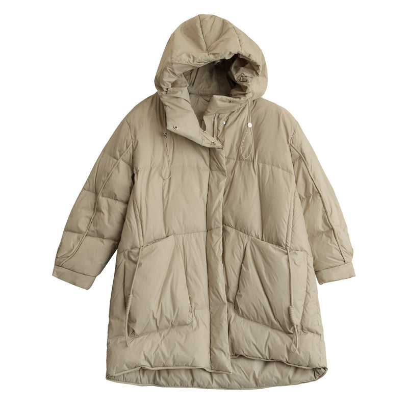 Hooded Lacing Loose Down Coat