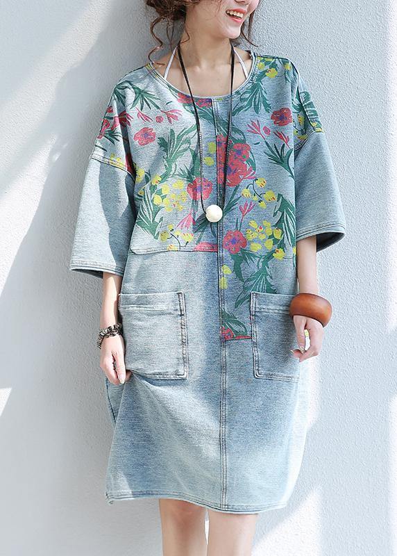 100% O Neck Pockets Cotton Quilting Dresses Catwalk Dresses