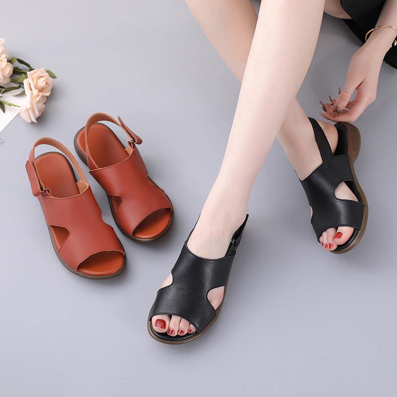 Orange Walking Sandals Genuine Leather Water Sandals