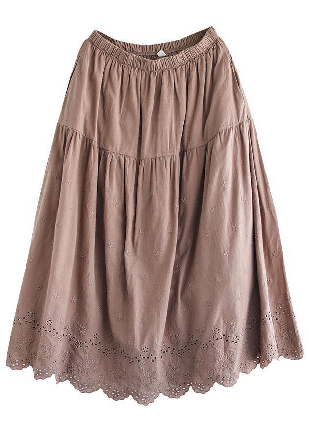 Khaki Patchwork Hollow Out a Line Fall Skirts