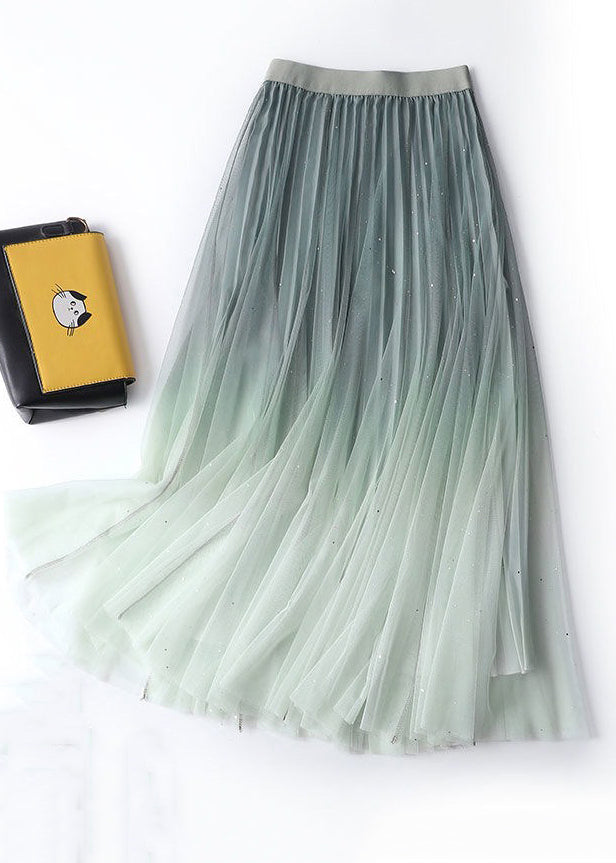Navy Gradient Color High Waist Tulle Skirts Summer