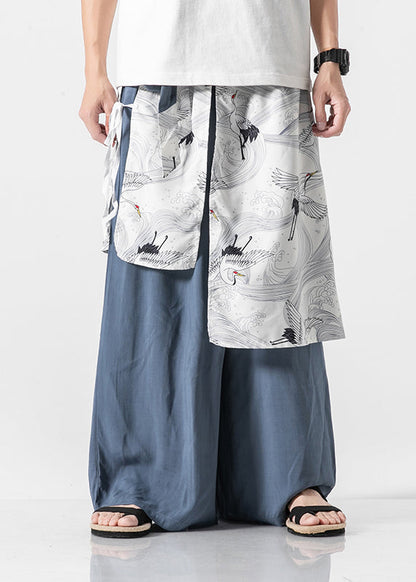Boutique Black Pockets Print Patchwork Cotton Pants Skirt Summer