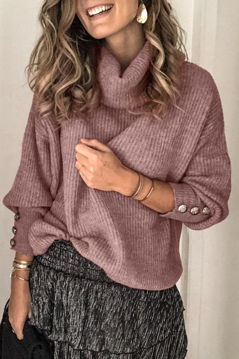 Turtleneck Button Long Sleeve Sweater