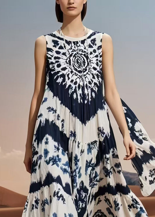 Oversized Print Cotton Vacation Dresses Sleeveless