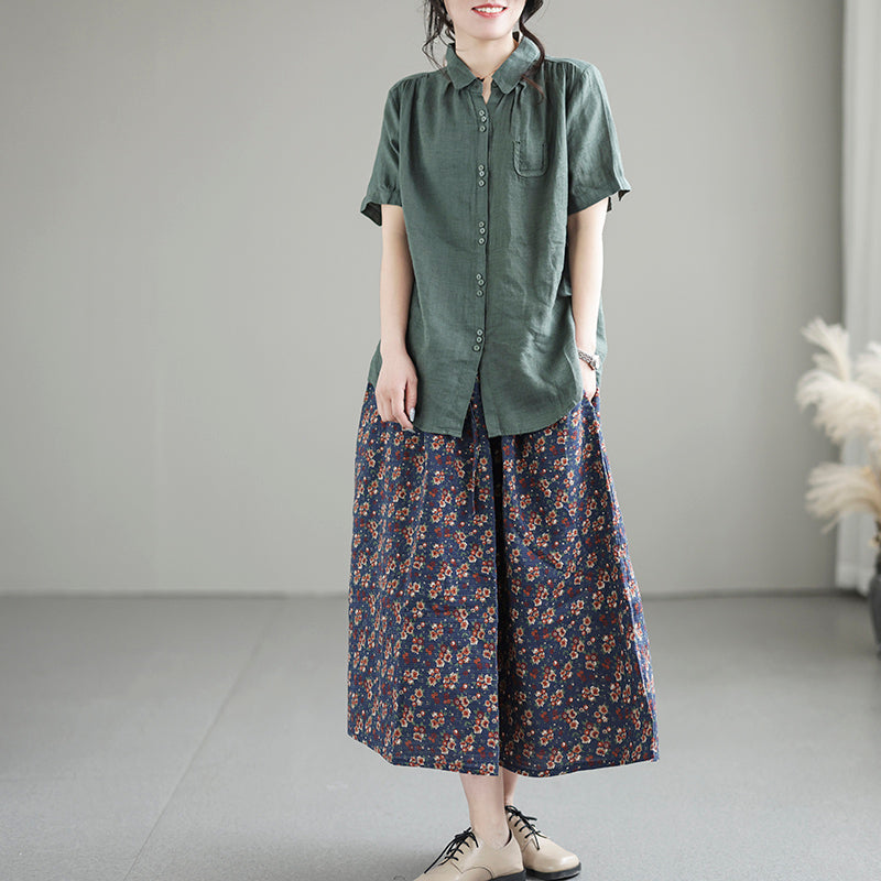 Cozy Loose A-linen Cotton Linen Skirt
