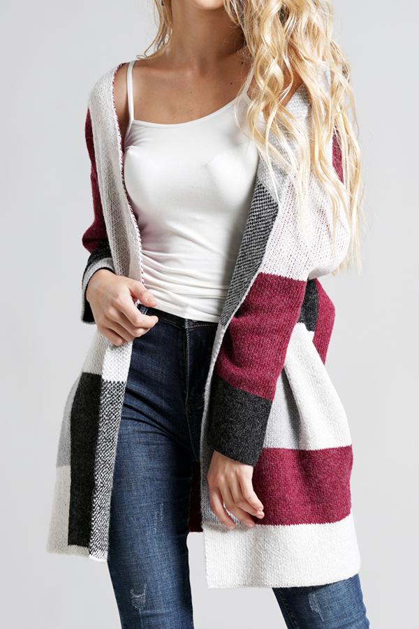 Knit Multi Color Long Sleeve Cardigan
