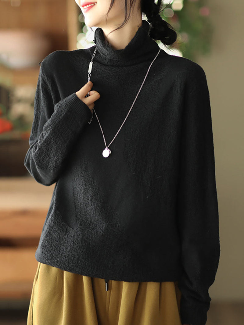 Jacquard Turtleneck Loose Sweater