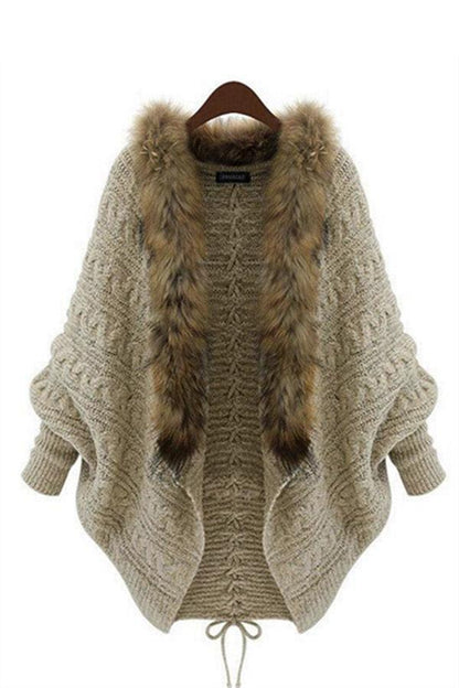 Buffy Faux Fur Cable Knit Cardigan