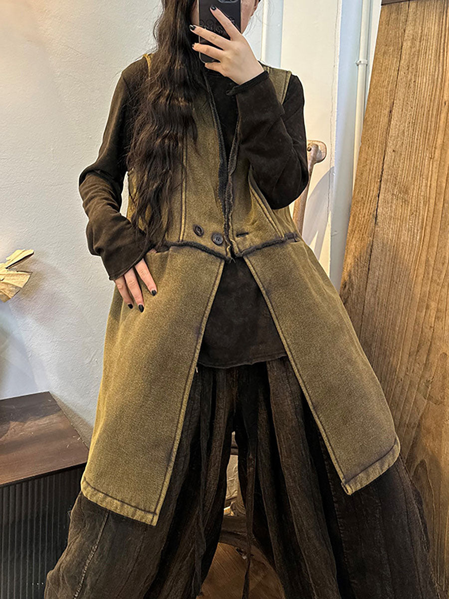 Winter Thick Button Long Waistcoat