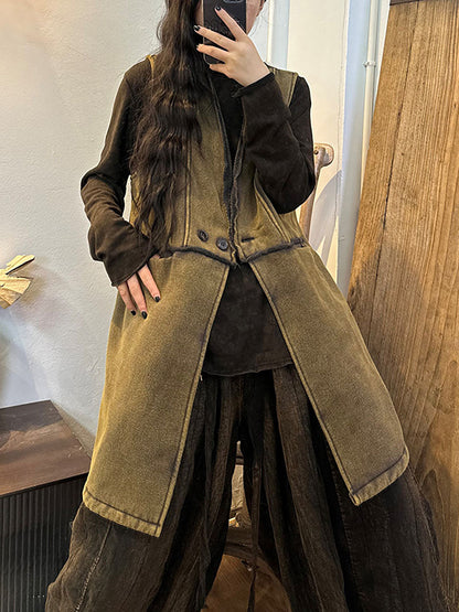 Winter Thick Button Long Waistcoat