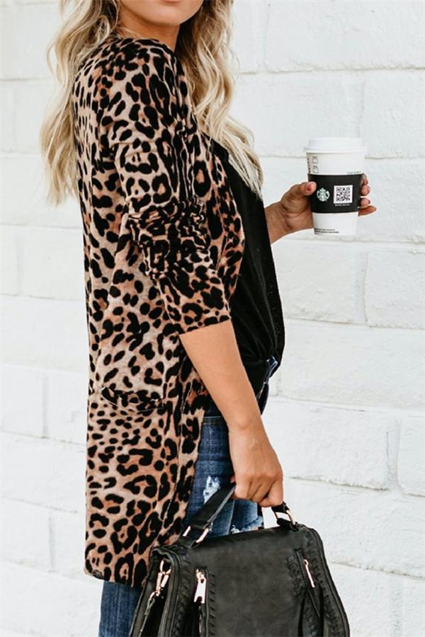 Leopard Long Sleeve Trench Cardigan