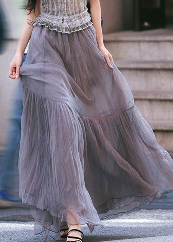 Unique Grey Tie Dye Tulle a Line Skirts