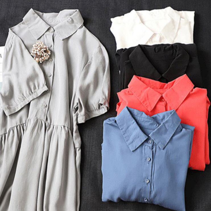 Lapel Cinched Tunic Tunic Tops Blue Dresses