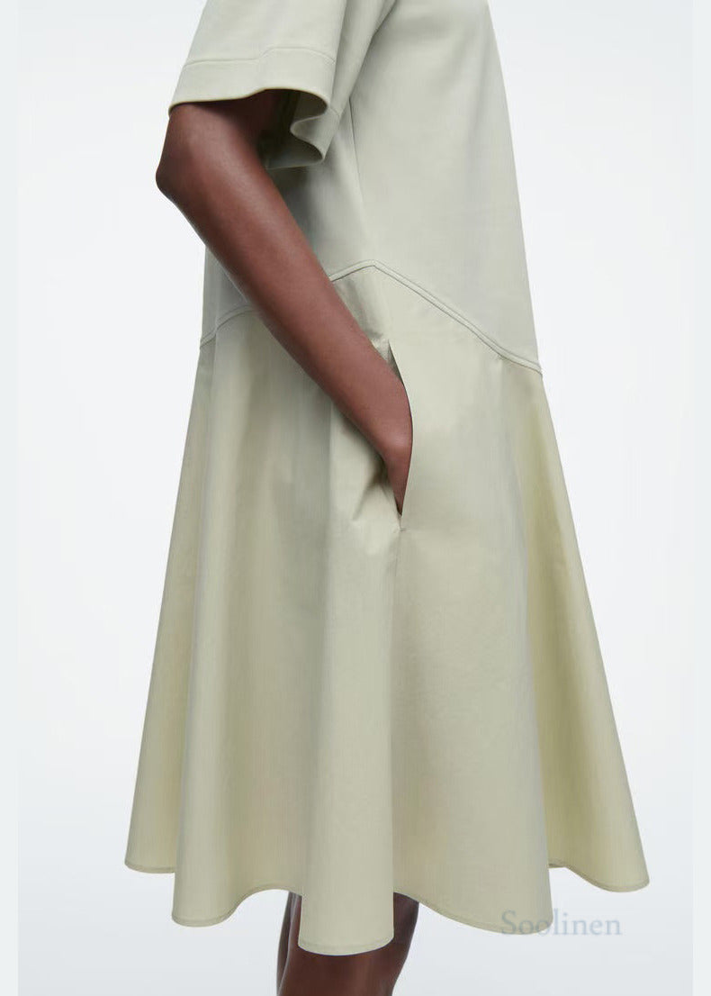 Light Green Patchwork Cotton Day Dress Summer
