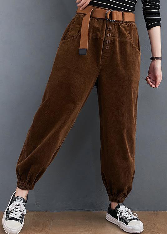 Pants Unique Chocolate Sewing Pockets Thick Pants