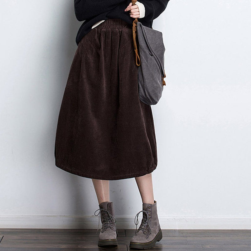 Cozy Autumn Winter a Word Corduroy Skirt