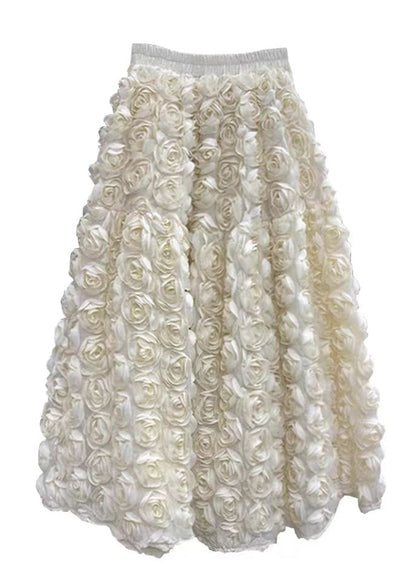 French Apricot Decorated High Waist Tulle Skirts Spring